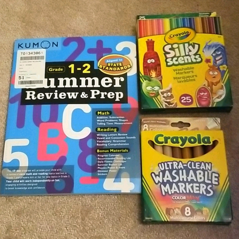 Kumon grade 1-2 Summer Review & Prep + crayola